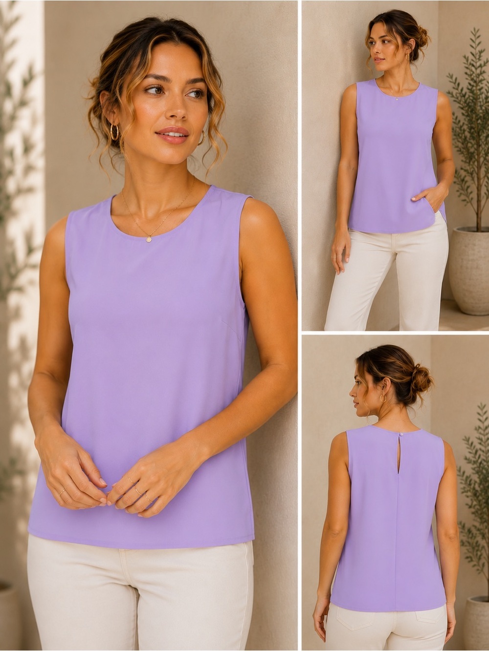 J crew Sleeveless Lilac Shell Top - Women's Lightweight Blouse size M